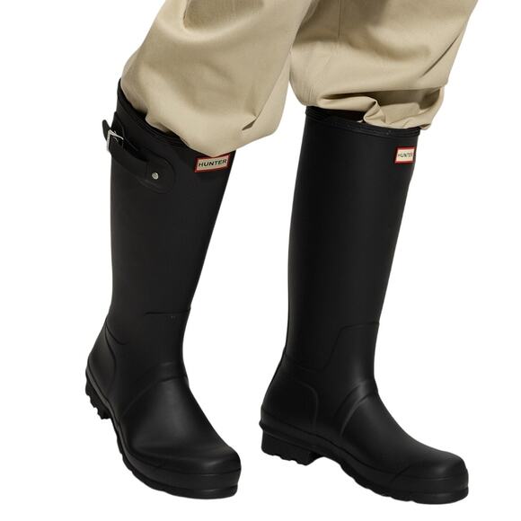 Hunter Women's 5 Black Matte Original Tall Rain Boots Pull On Waterproof LM1-37 - Picture 1 of 10